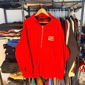 Vintage Marlboro fleece quarter zip buffalo plaid lined XL